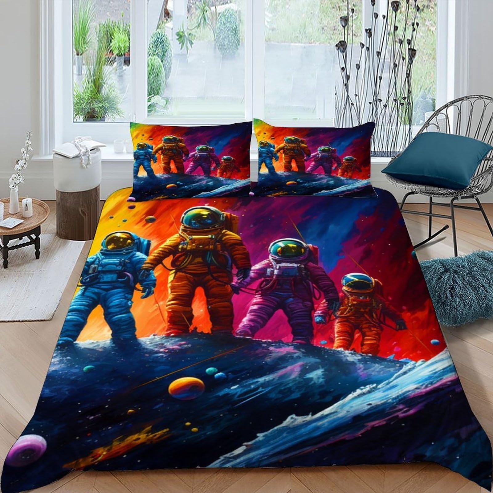 Housse de couette space theme pour chambre d'ado literie king size 220x240