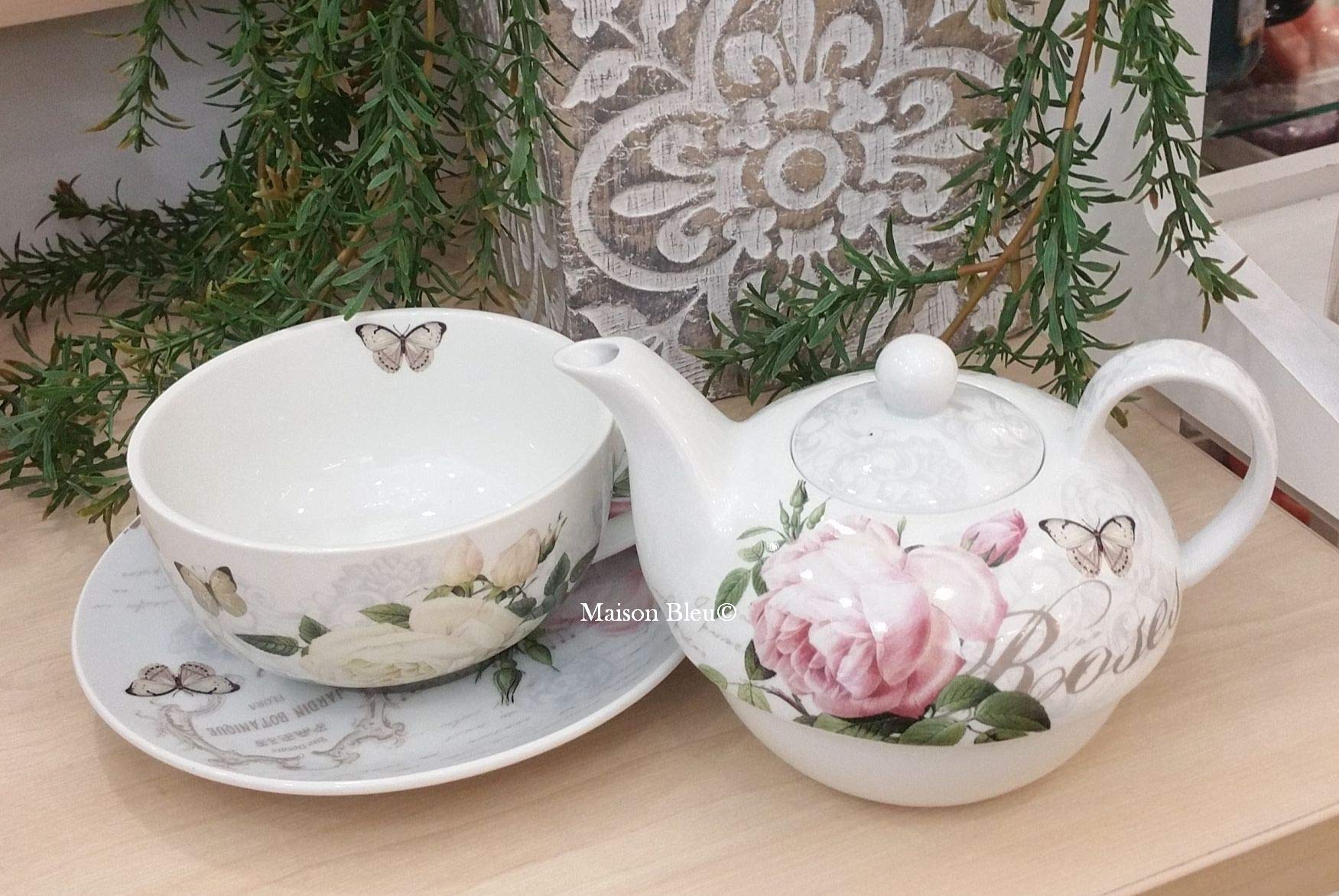 COFFRET EGOISTE EN PORCELAINE FINE 350ml + 350ml JARDIN BOTANIQUE, Rose