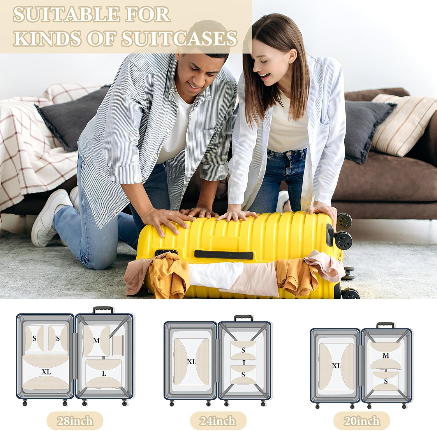 8 Set Compression Packing Cubes for Travel, Packing Cubes Compression Travel Accessories Expandable Packing Organizers for Carry on Luggage Suitcase - Image 3