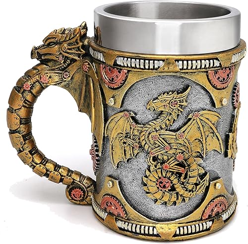 Miniatura 8 de alikiki Taza de Dragón Medieval Steampunk  Taza de Café Grande Dragón Mecánico Regalo D&D para Hombres Regalos del Día del Padre  21 OZ Tazas de