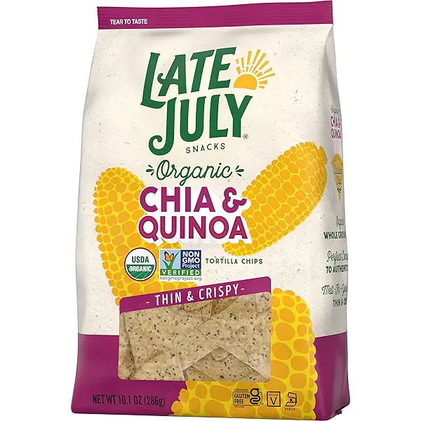 Late July Snacks Thin and Crispy Organic Tortilla Chips with Chia and Quinoa, 10.1 oz Bag (Pack of 9) 9