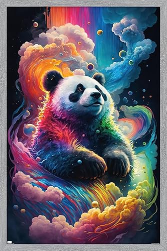 Miniatura 16 de Trends International Wumples - Póster de pared de panda neón cósmico, 22.37 x 34.00 pulgadas, versión premium sin marco