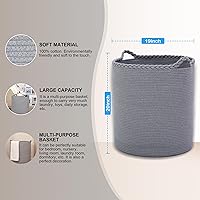 Vista 4 de Cesta de lavandería tejida de gran tamaño de 90 litros, cesta de lavandería alta de algodón para mantas, ropa, almohadas, juguetes, zapatos, cubo