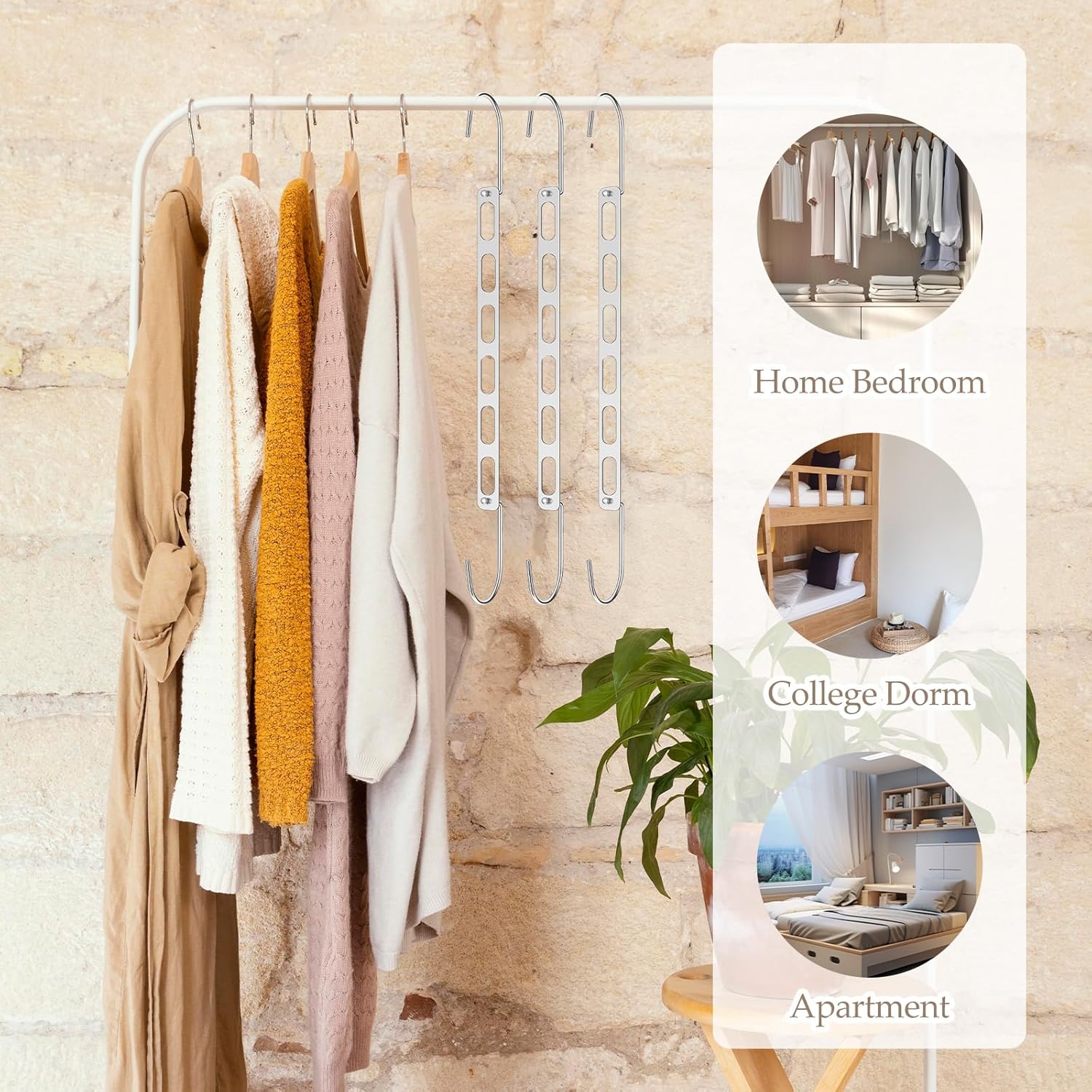 16pcs Space Saving Hangers for Clothes Metal Hangers Closet Space Saver Hanger Metal Hanger Organizer Rack Closet Organizers and Storage Dorm Room Essentials
