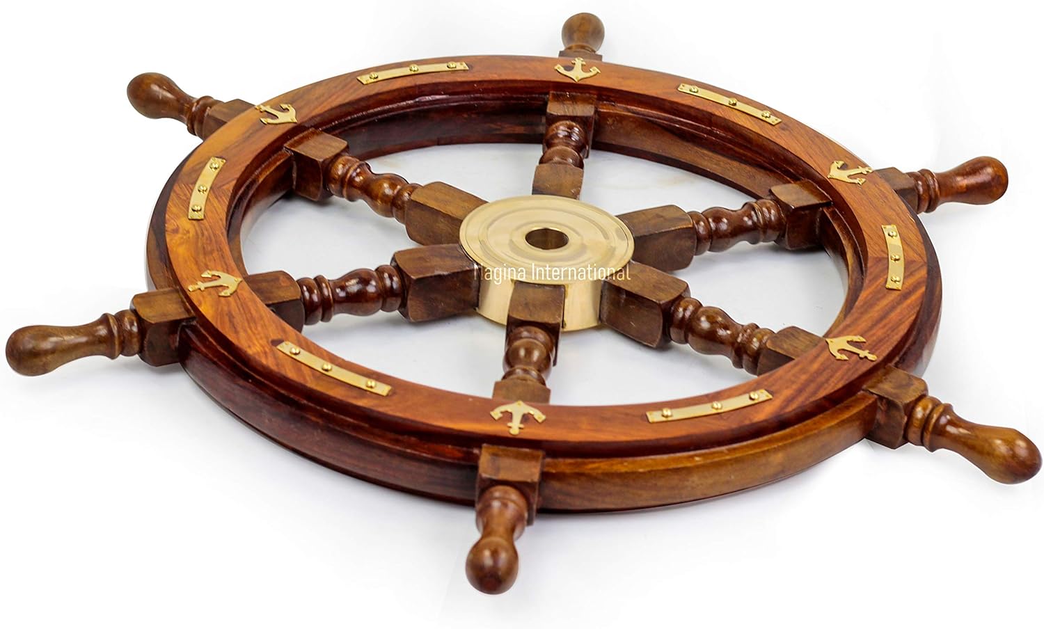 Exclusive Discount 80% Offer Nagina International Natural Wood Handcrafted Ship Wheel with Inlayed Brass Anchor and Rippets| Ocean Maritime Navy Decor (72 Inches) Limited Stock Nagina International Natural Wood Handcrafted Ship Wheel with Inlayed Brass Anchor and Rippets| Ocean Maritime Navy Decor (72 Inches)