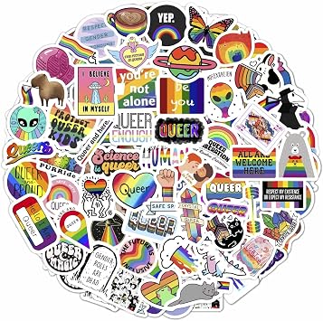 100Pcs Queer Stickers for Water Bottle and Laptop - Queer Party Supplies & Decorations, Waterproof Vinyl Decals, LGBTQ+ and Pride Stickers, Gifts for Women & Men