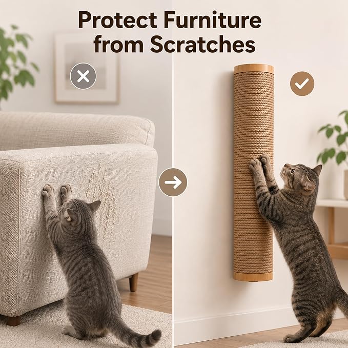 Rascador de sisal para gatos montado en pared 11 pulg miniatura 4