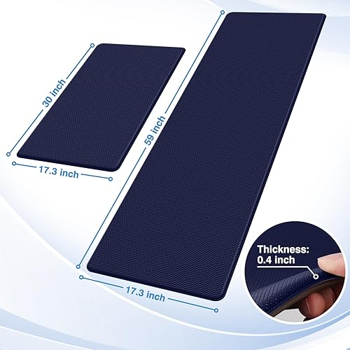 Miniatura 68 de StepRite Tapetes de cocina, 2 tapetes acolchados, antifatiga, para piso, de escritorio, antideslizante, impermeables, oficina, alfombras de 17.3 x