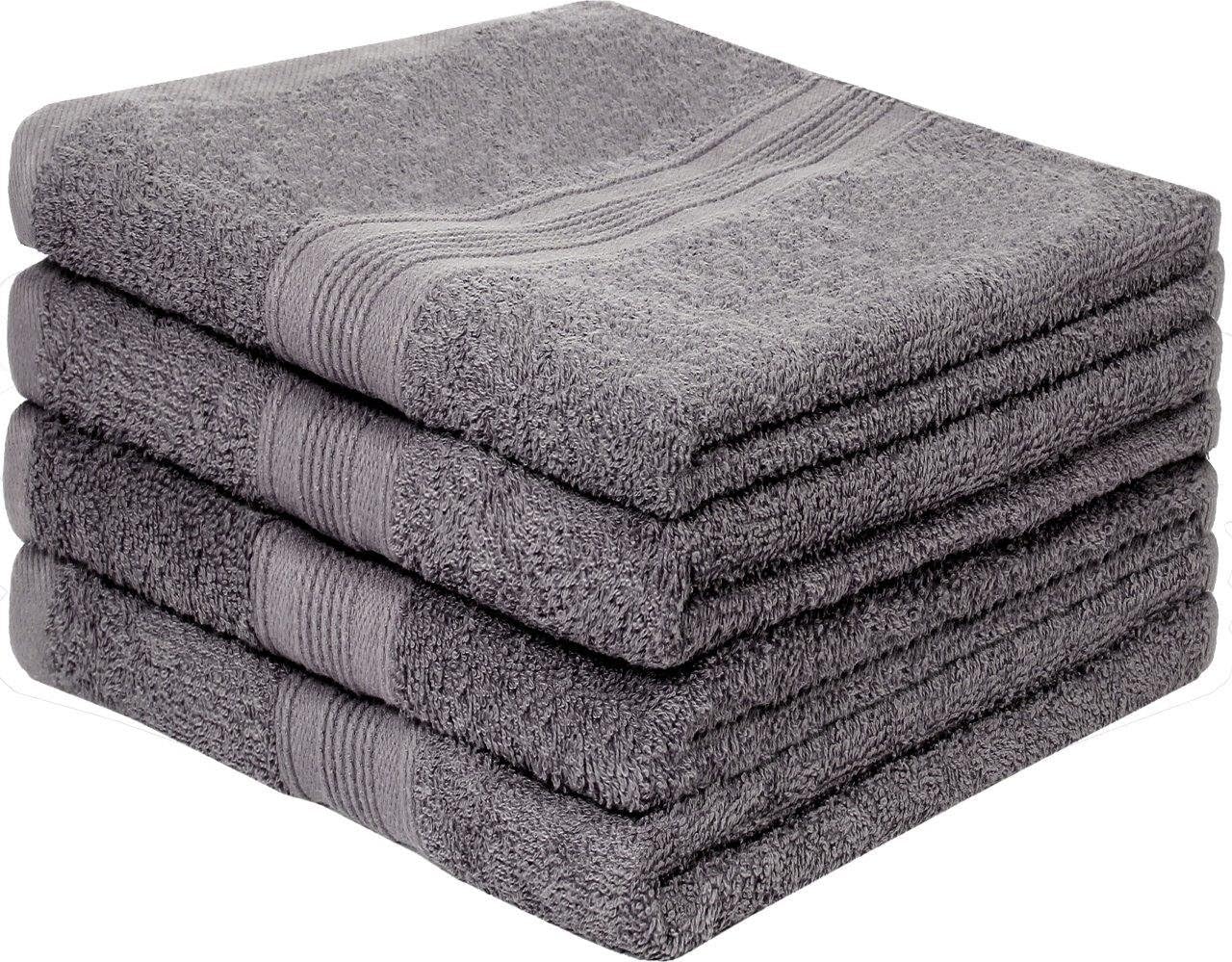Terry towel set 50 cm x 100 cm, 500 g/m². 100 % cotton, pack of 4, Fabric, coal / grey, 50x100cm