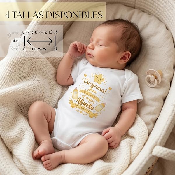 LolaPix Body Vas a ser... Bebé. Body Personalizado para Bebes. Regalo Sorpresa Anuncio Embarazo para Abuela. Manga Corta y Larga - Tallas de 0 a 18 meses - 4