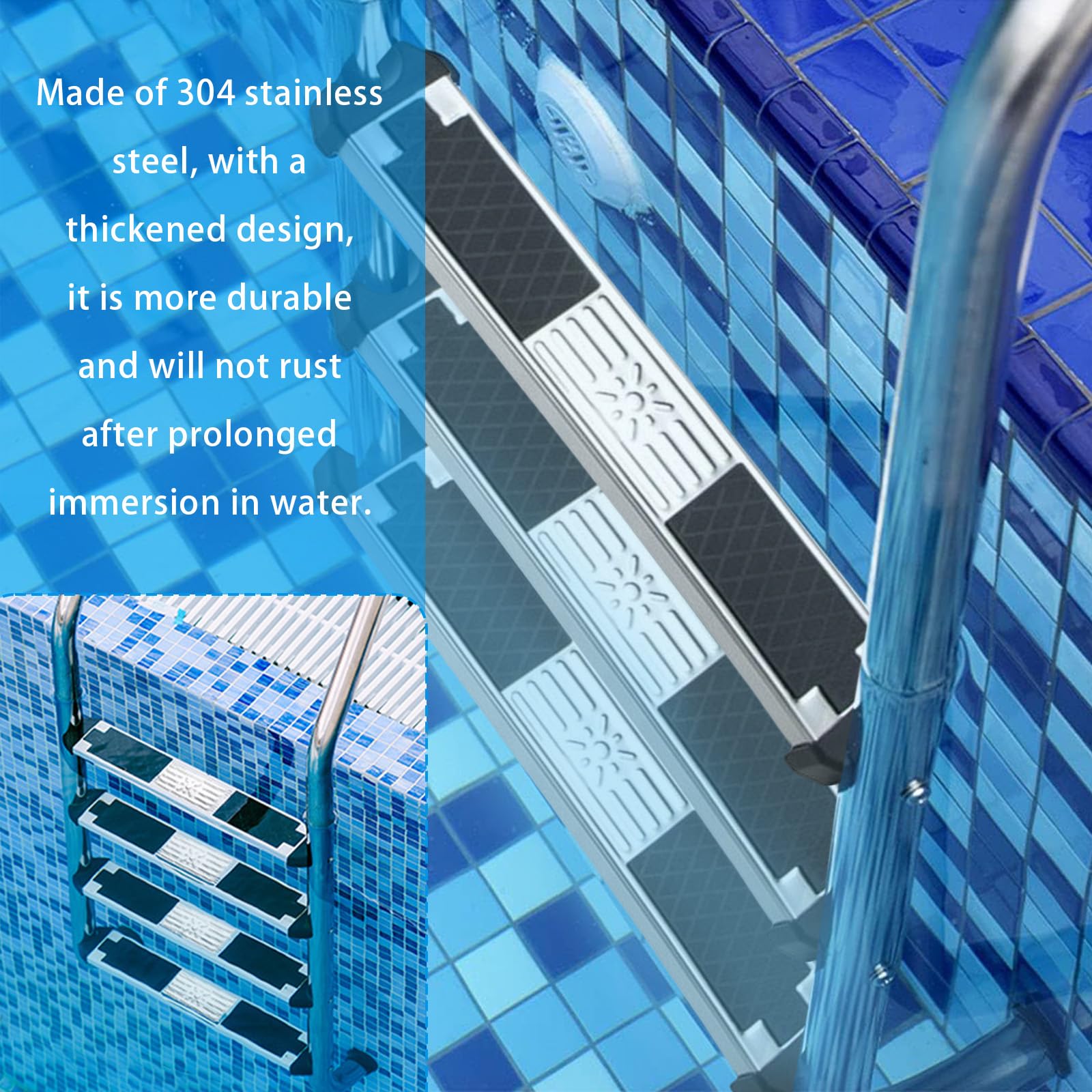 Marches D'échelle Piscine Antidérapante en Acier Inoxydable, 2 Pièces Pédale échelle Piscine Accessoires