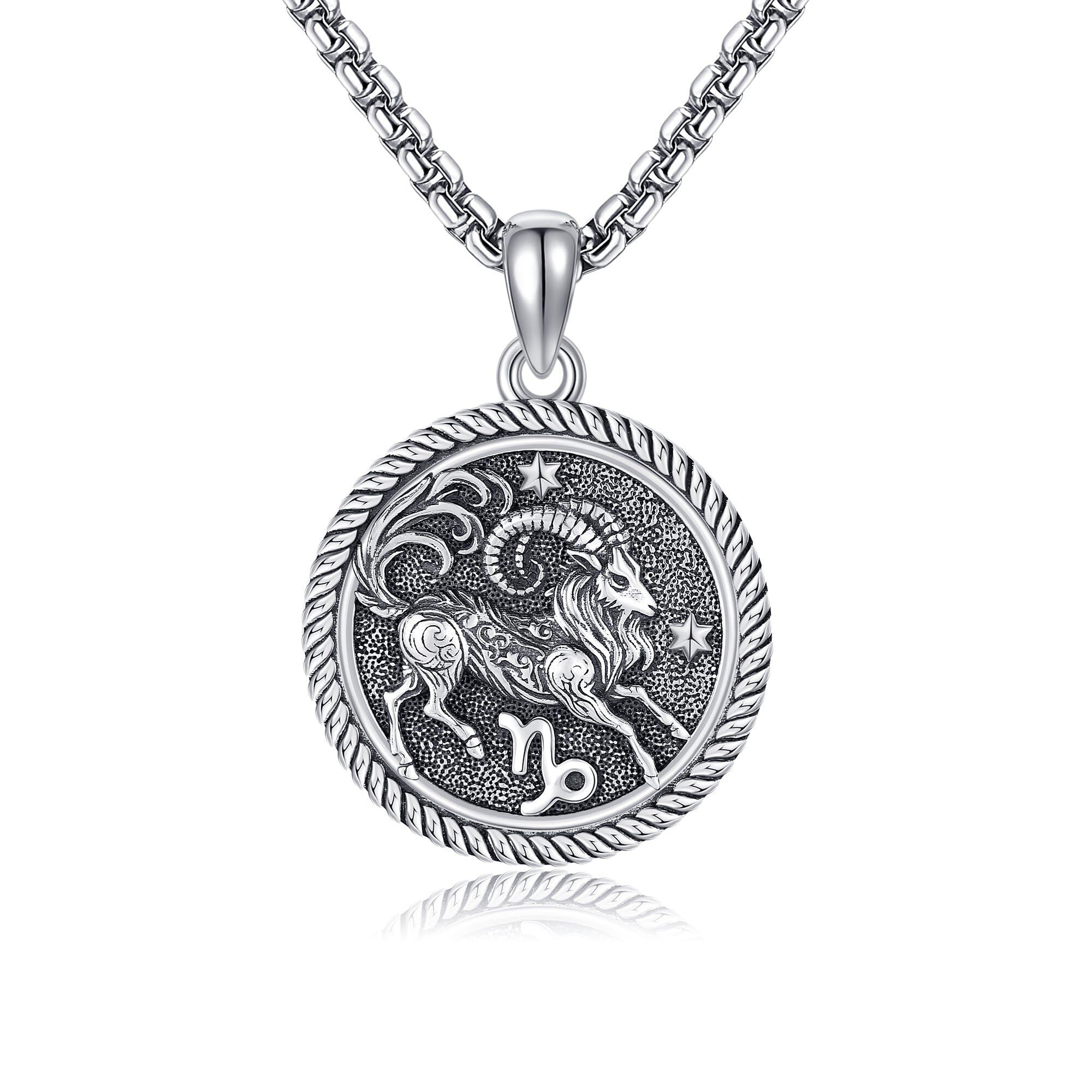 URONE Steinbock Kette Silber 925 Steinbock Anhänger Sternzeichen Schmuck Geschenke für Damen Herren