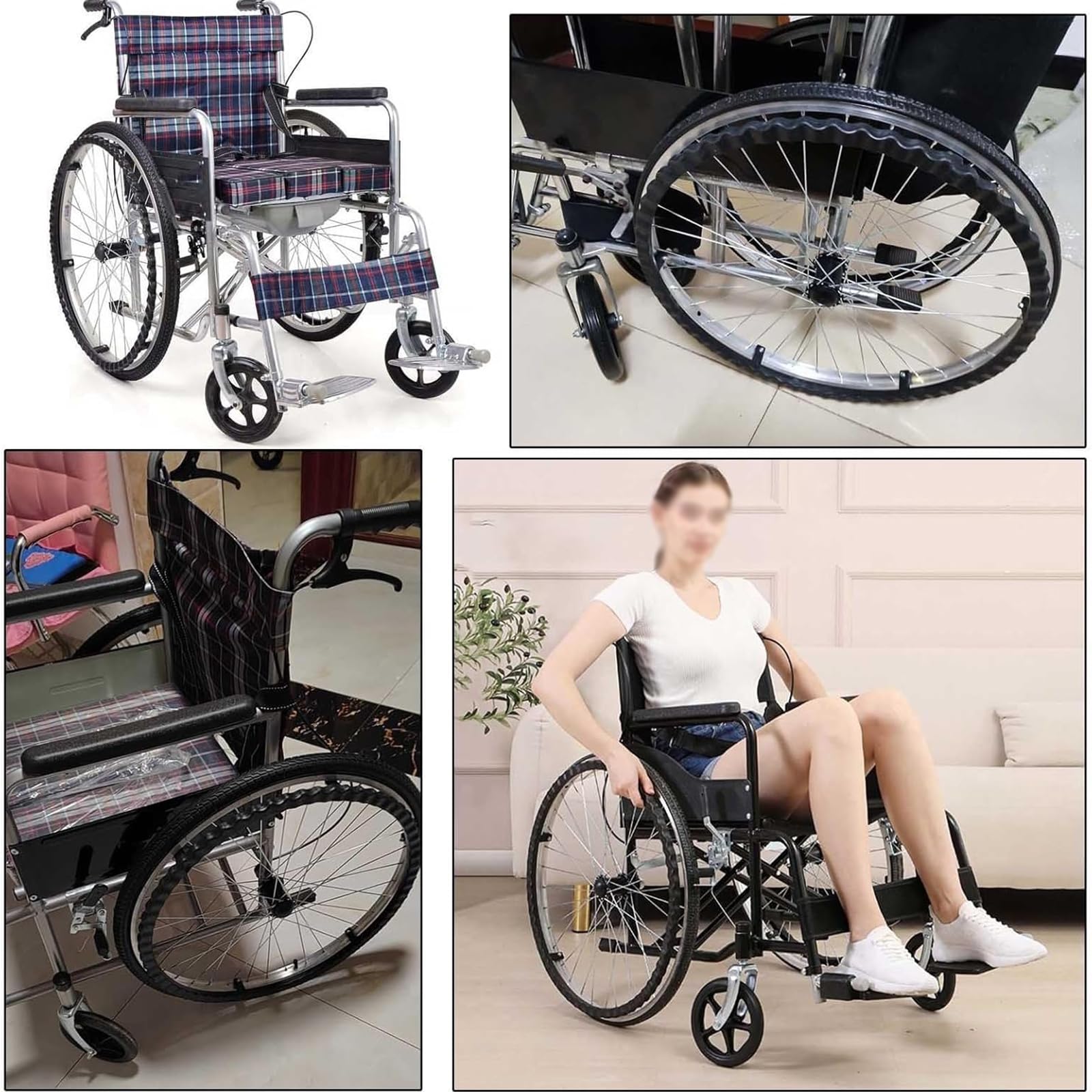 Ruedas para Sillas De Ruedas 2 Pc 24 Pulgadas Rueda Trasera De La Silla De Ruedas Recambio De Ruedas De Repuesto Prueba De Pinchazos Macizos Ruedas para Sillas De Ruedas