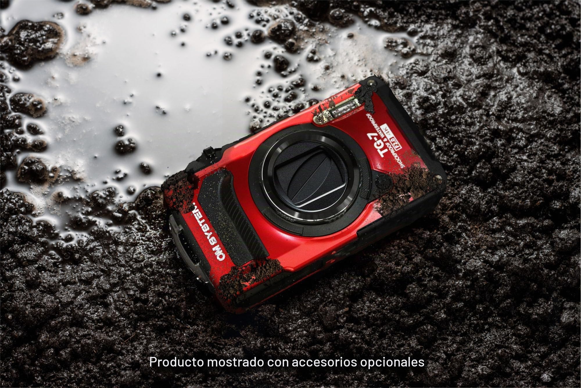 OM System Tough TG-7 Cámara subacuática roja, Impermeable, a Prueba de congelación, Alta resolución Brillante, Video 4K 44x Macro Disparo