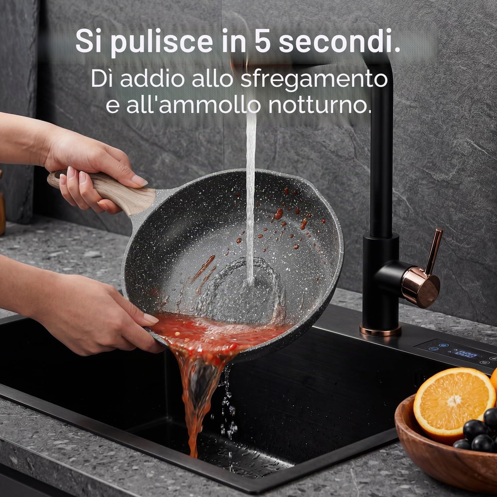 JEETEE Induzione Set Padelle Antiaderente 3 Pezzi 20,24,28cm, Granito-Antiaderente Rivestimento, Ghisa di Alluminio, Maniglia in bachelite, Compatibile Tutti Fornelli y Induzione, Senza PFOA, Grigio