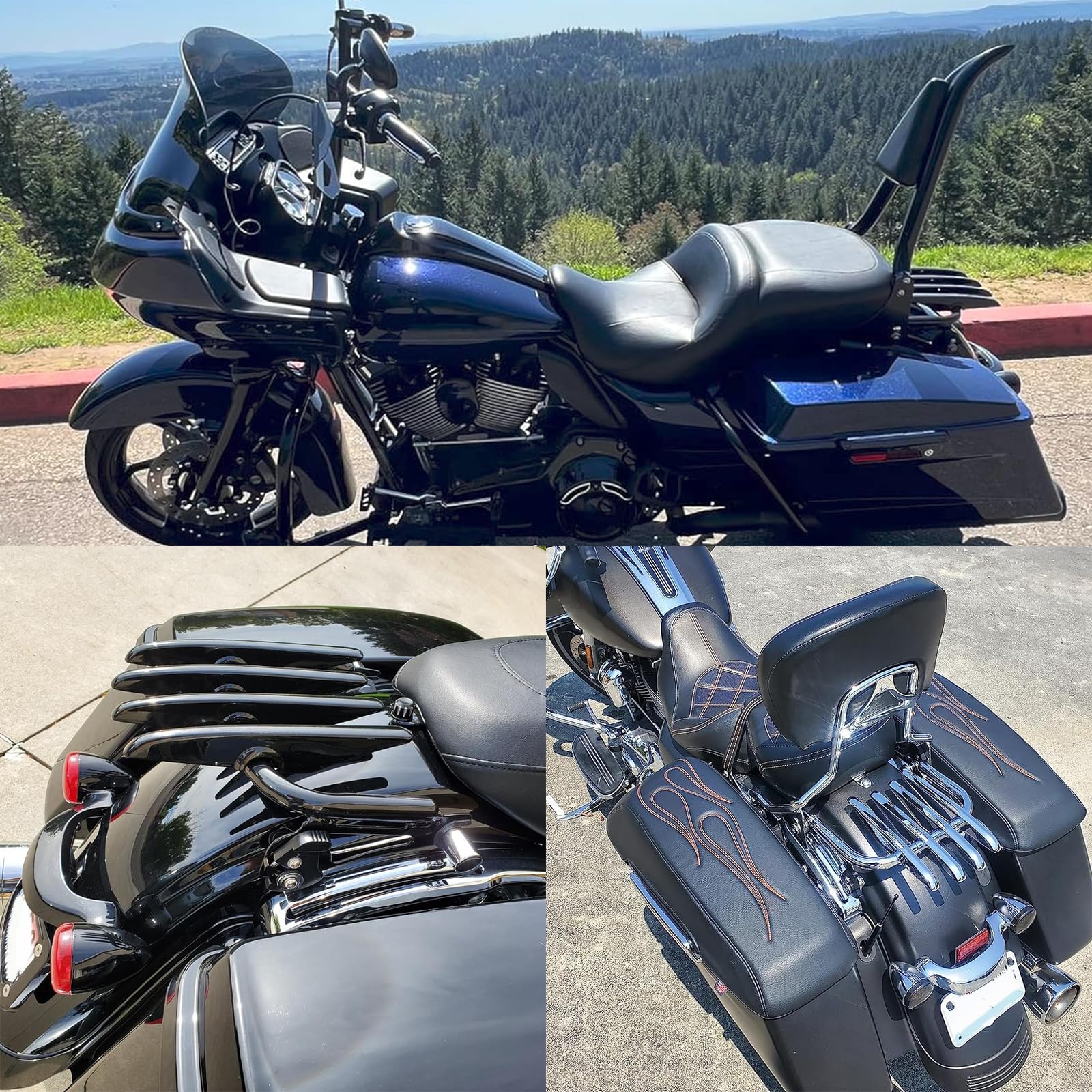 Abnehmbarer Motorrad-Gep채cktr채ger f체r Harley Touring | Kompatibel mit Street Glide, Road King, Electra Glide | Stealth-Design Hochleistungs-Stahlgep채cktr채ger (Schwarz)