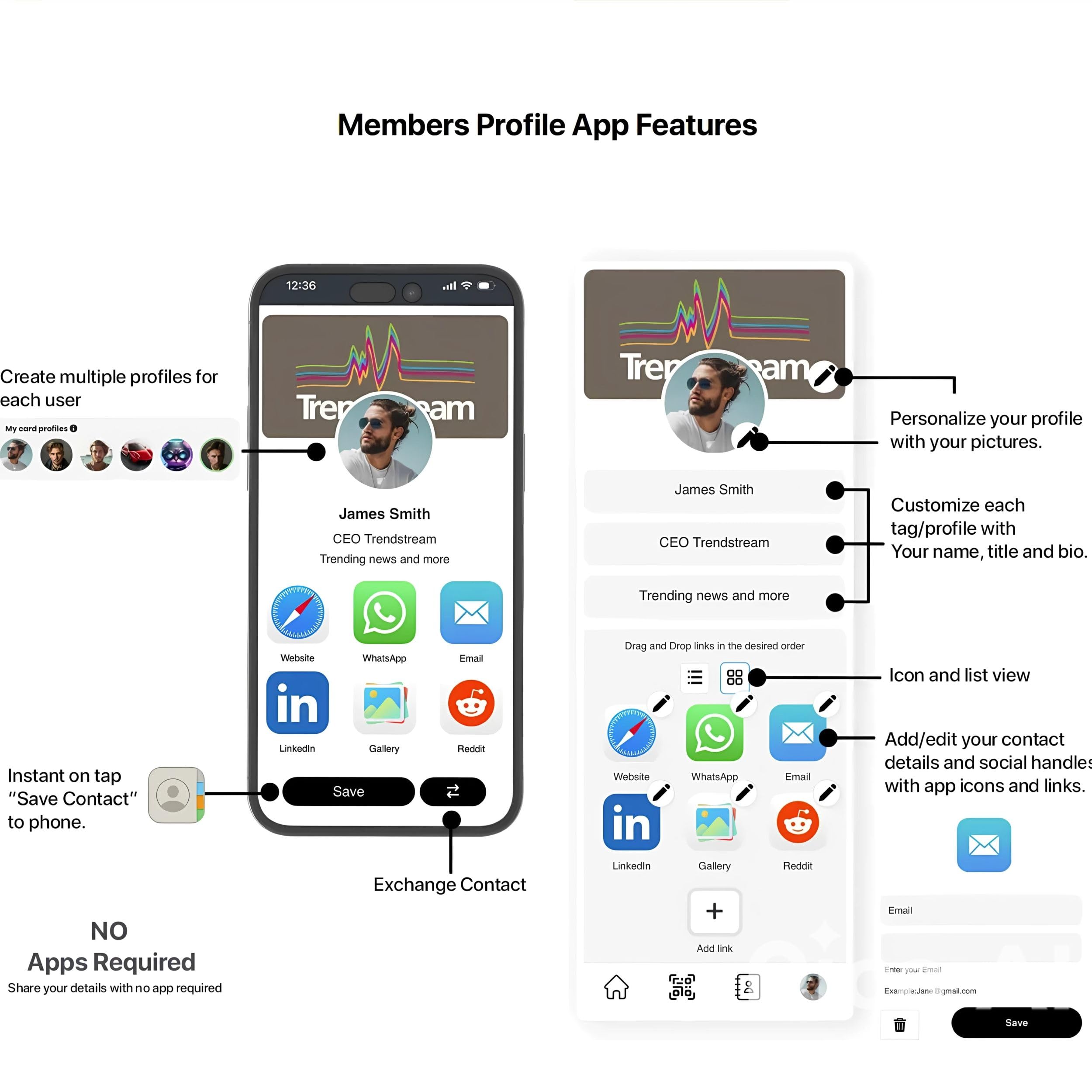 TAPro Digitale Visitenkarte – NFC & QR-Code Tippen, um kontaktlose Informationen zu teilen, keine App erforderlich, Smart-Kontaktkarte im Taschenformat für iPhone und Android