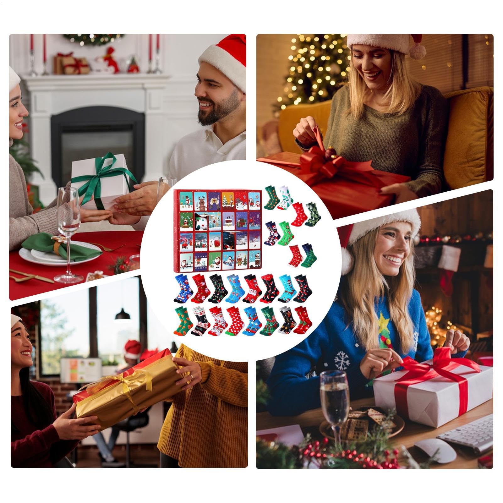 Adventskalender Spielzeug Weihnachts Winter Must-Have | 24 Tage Lustige Socken Adventskalender Für Frauen Für Männer Frauen Jugendliche Teenager Oma Sohn Tochter