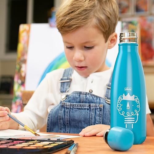 Miniatura 5 de Chicco Botella de agua de acero inoxidable de doble pared aislada al vacío, 17 onzas, acero inoxidable de grado alimenticio, apertura de boca ancha,