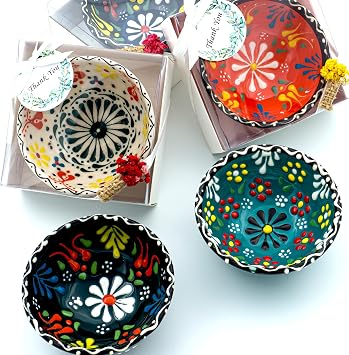 Ceramic Bowls Wedding Favors for Guests - Bridal Shower Gifts, Baby Shower Party Favors, Mexican Wedding Keepsakes, Unique Decorative Bowls, Party Gift Ideas, 3.14 Inches set of 50