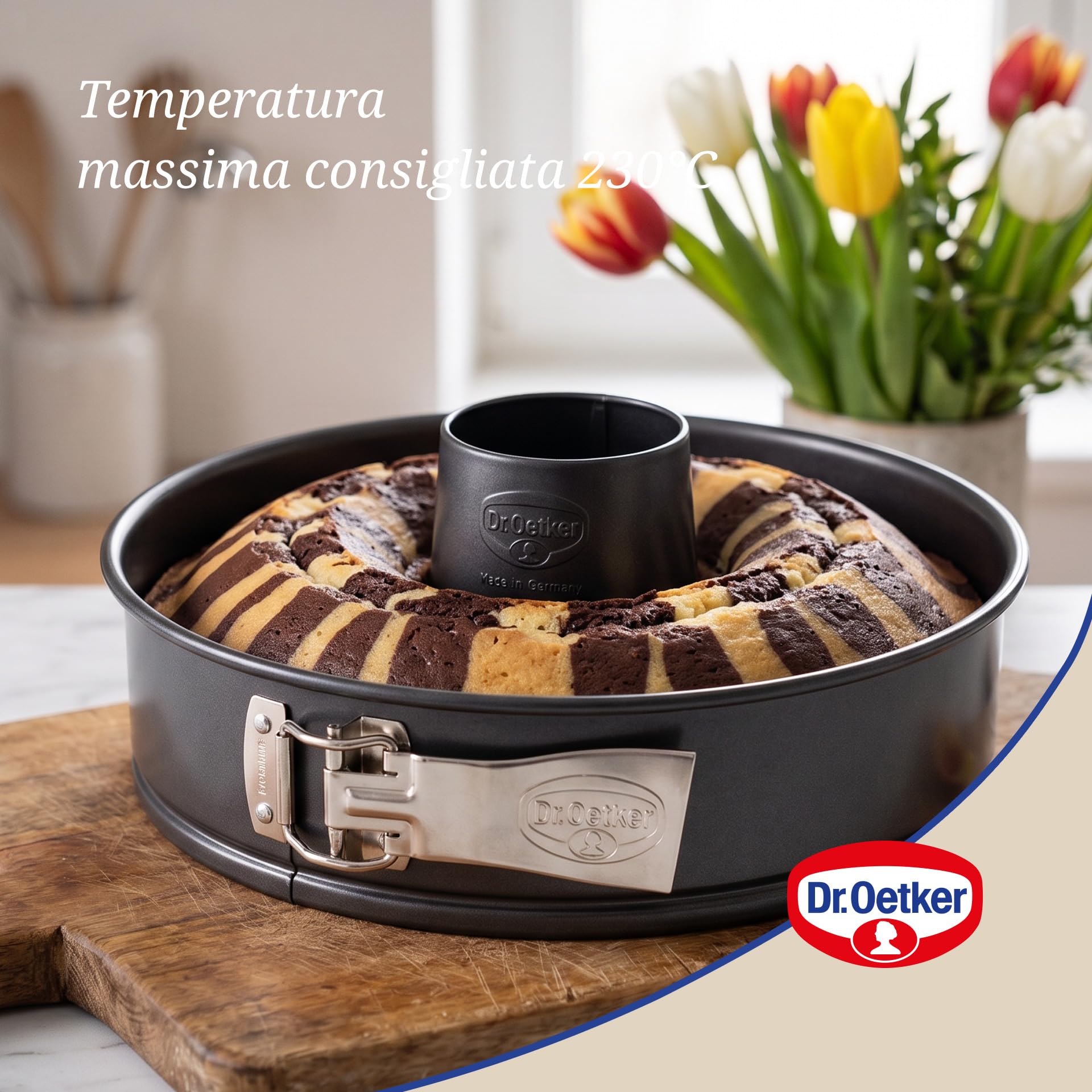 Dr. Oetker Dr.Oetker Tortiera apribile 2 Fondi ø24 cm, Tradition Rivestimento Antiaderente (Colore: Nero), quantità: 1 Pezzo, Alluminio, 24 cm