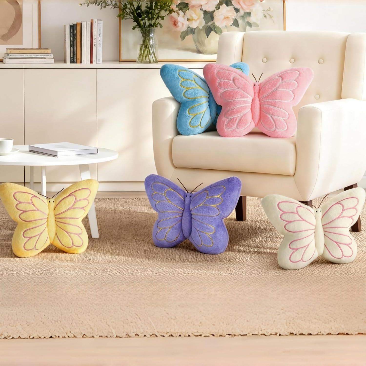 FALAX Pink Butterfly Shaped Pillow 16.9" Plush Decorative Throw Pillows | Soft Hugging Pillows, Comfort Seat Cushions, Aesthetics Room Decor, Cute Decorative Throw Pillows for Bedroom Couch Bed Dorm