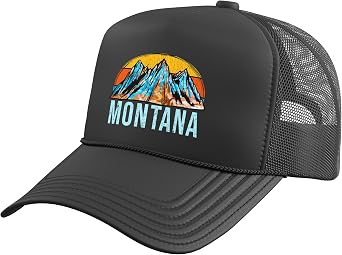 Vintage Montana | Retro Mountains Distressed Trucker Hat with Adjustable Mesh Back