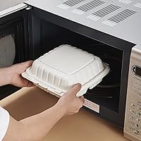 Vista 3 de Paquete de 50 recipientes de plástico de 8 x 8 pulgadas, 3 compartimentos, para llevar, para pasteles, sándwich, ensalada, postre, restaurante