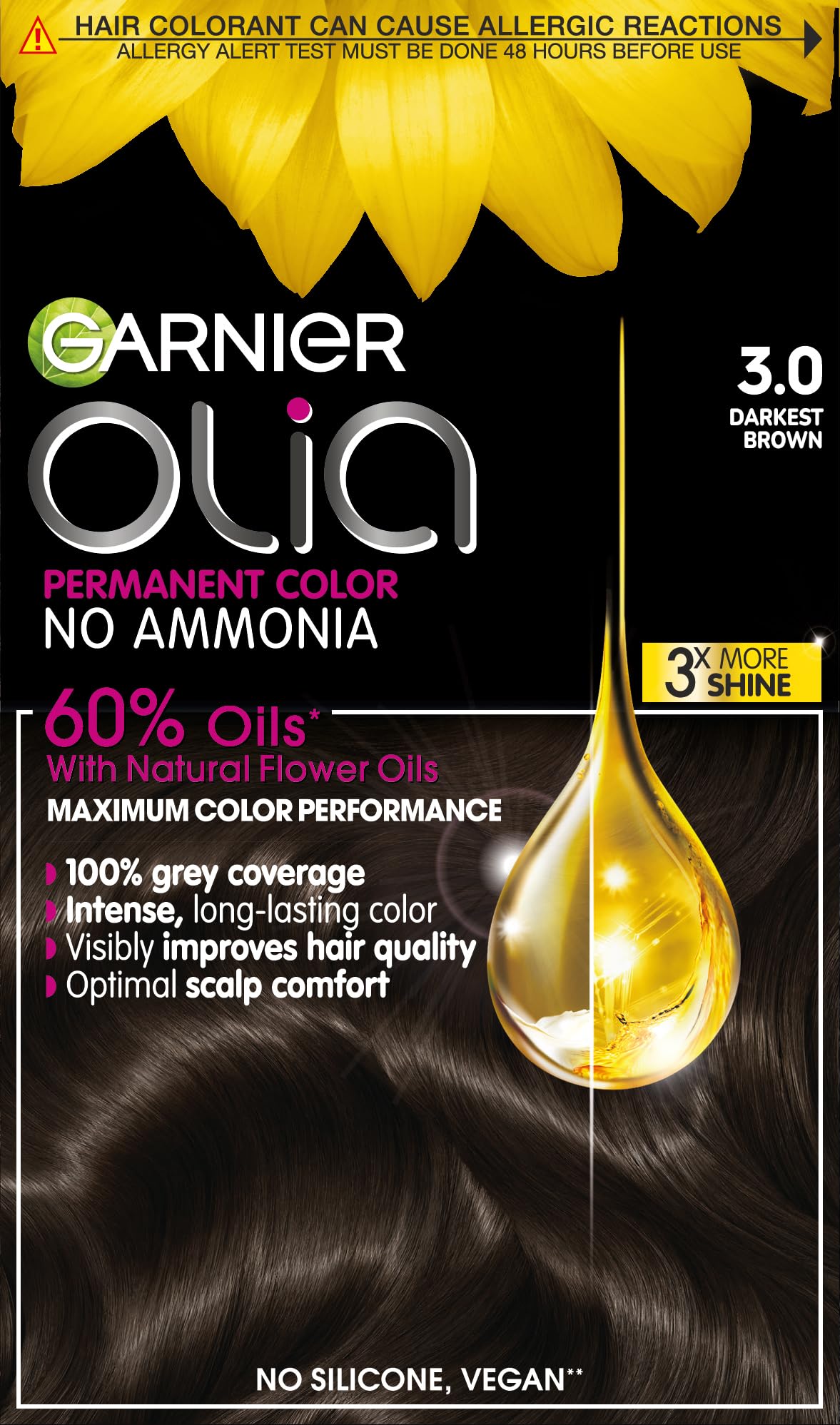 Garnier Olia 5.0 Brown, oil-powered, no-ammonia. 100% grey coverage. Luminous, long-lasting, vibrant brown hair color with exceptional shine and a healthy, nourished feel. — view 38
