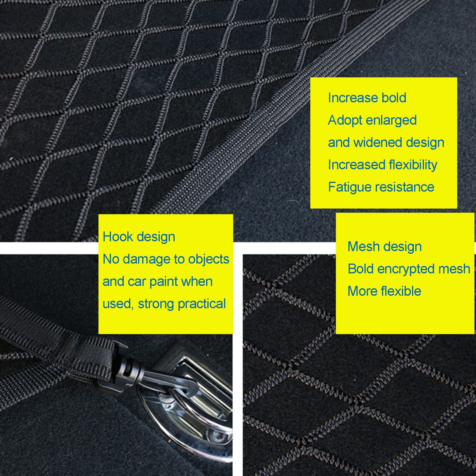 Filet de chargement pour VUS, Jeep, camion – 50 x 80 cm – En nylon style enveloppe pour une organisation sécurisée, robuste
