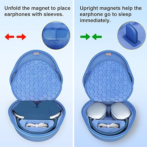 Vista 3 de BOVKE Funda de transporte con modo de suspensión para auriculares inalámbricos de Apple AirPods Max, bolsa de almacenamiento portátil protectora
