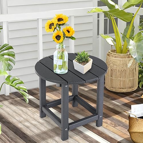 Miniatura 6 de LZRS Adirondack - Mesa auxiliar redonda para exteriores e interiores, mesa de fácil mantenimiento y resistente a la intemperie para piscina, patio y