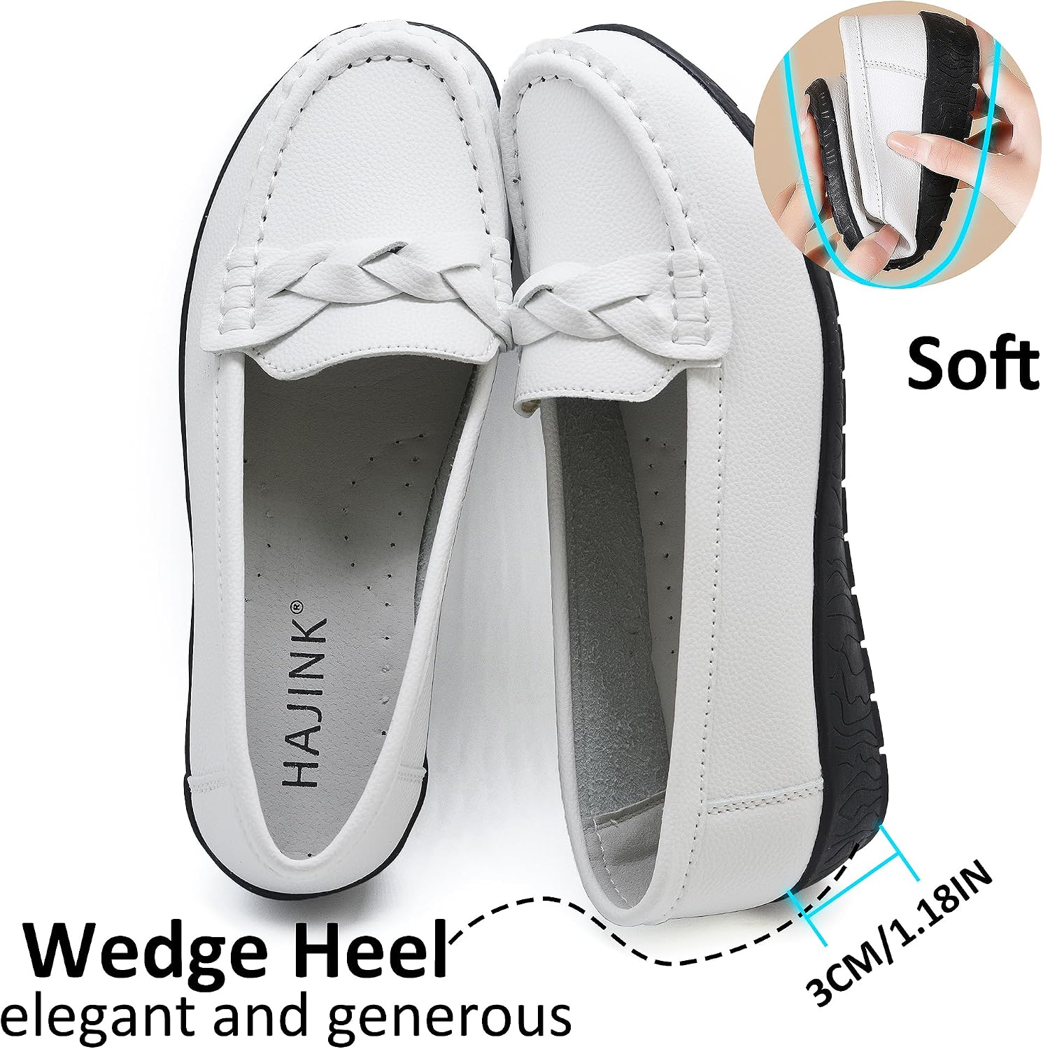 Women Loafers Flexible Breathable Slip-On Comfortable Sole Low Wedge Loafers for Women Ladies Shoes for Walking