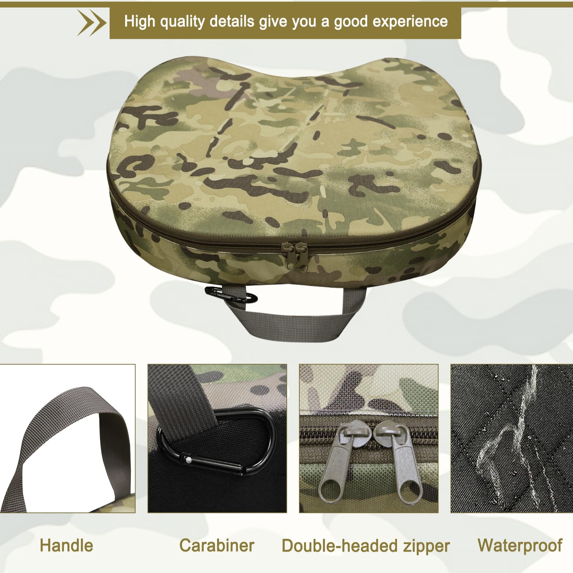 Tragbares Jagd-Sitzkissen, konkaves Design, dickes Stadion-Sitzkissen, schmutzabweisend, leicht, Outdoor-Kissen, für Camping, Jagd, Angeln usw.