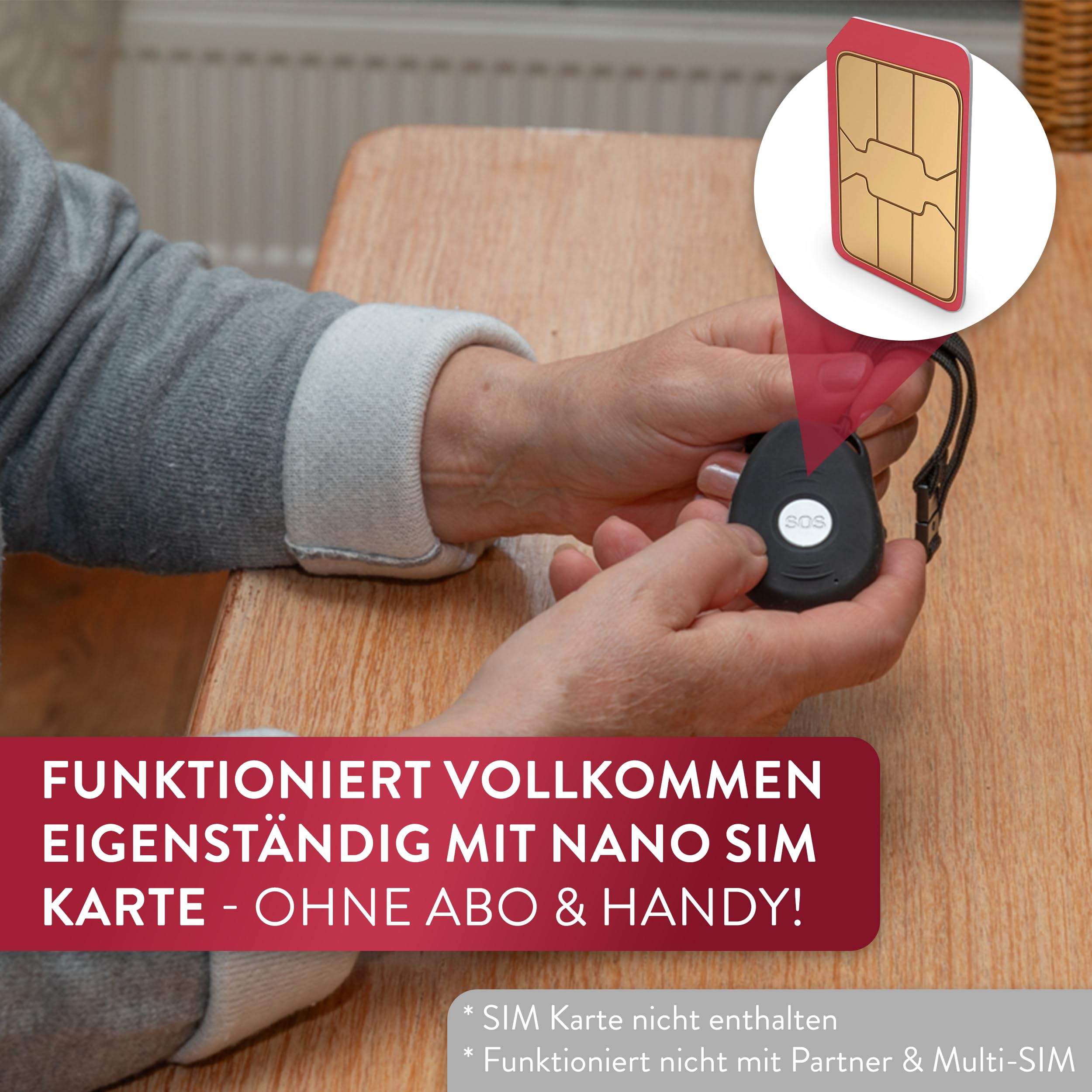 tellimed Mobile GPS Tracker Senioren mit Ortung, Telefonfunktion, Sturzerkennung & SOS Notrufknopf für Senioren, Erwachsene & Kinder - GPS Tracker ohne ABO mit SIM Slot
