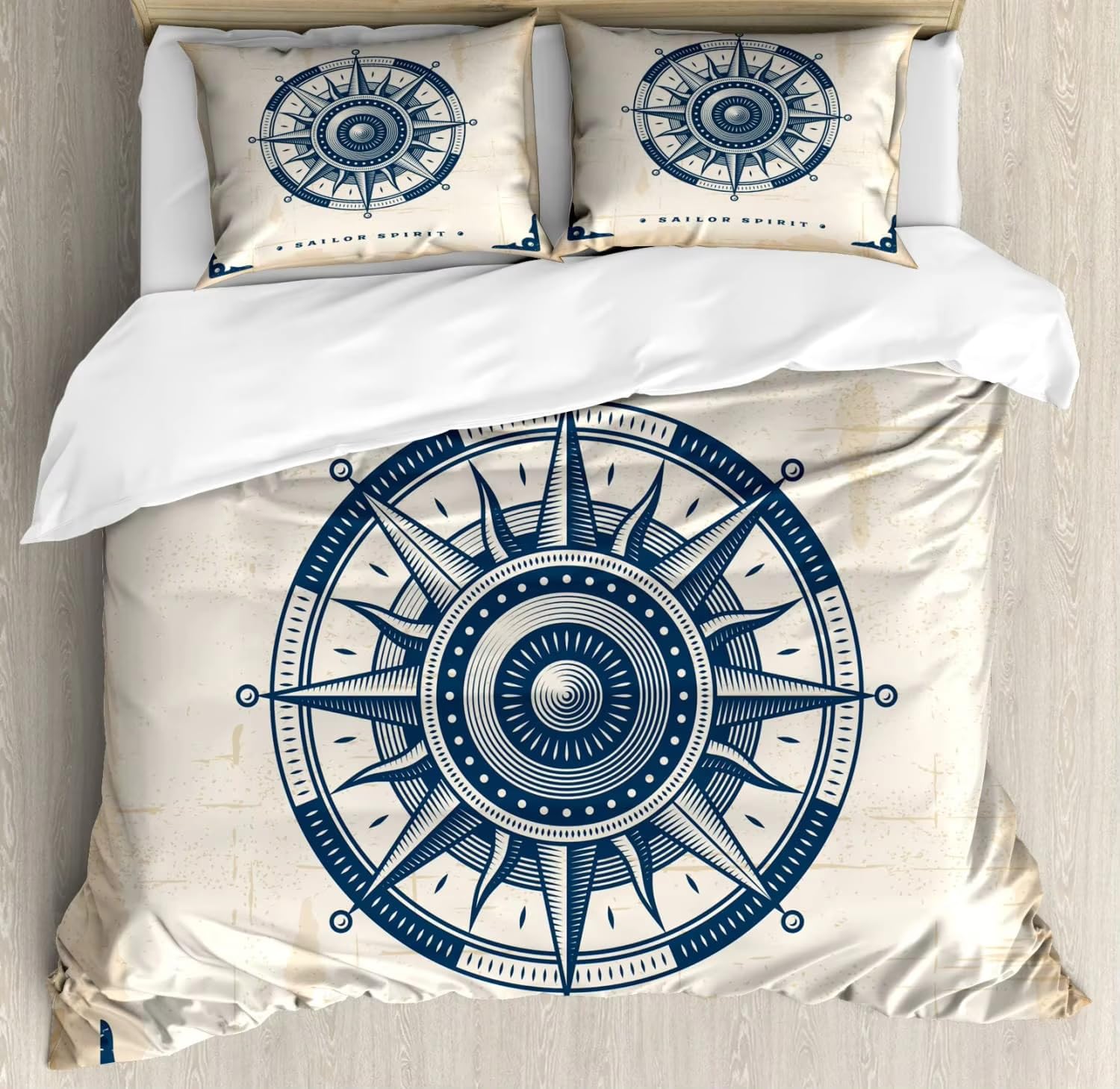 Housse de couette boussole 200x200 anti-plis et facile à enfiler