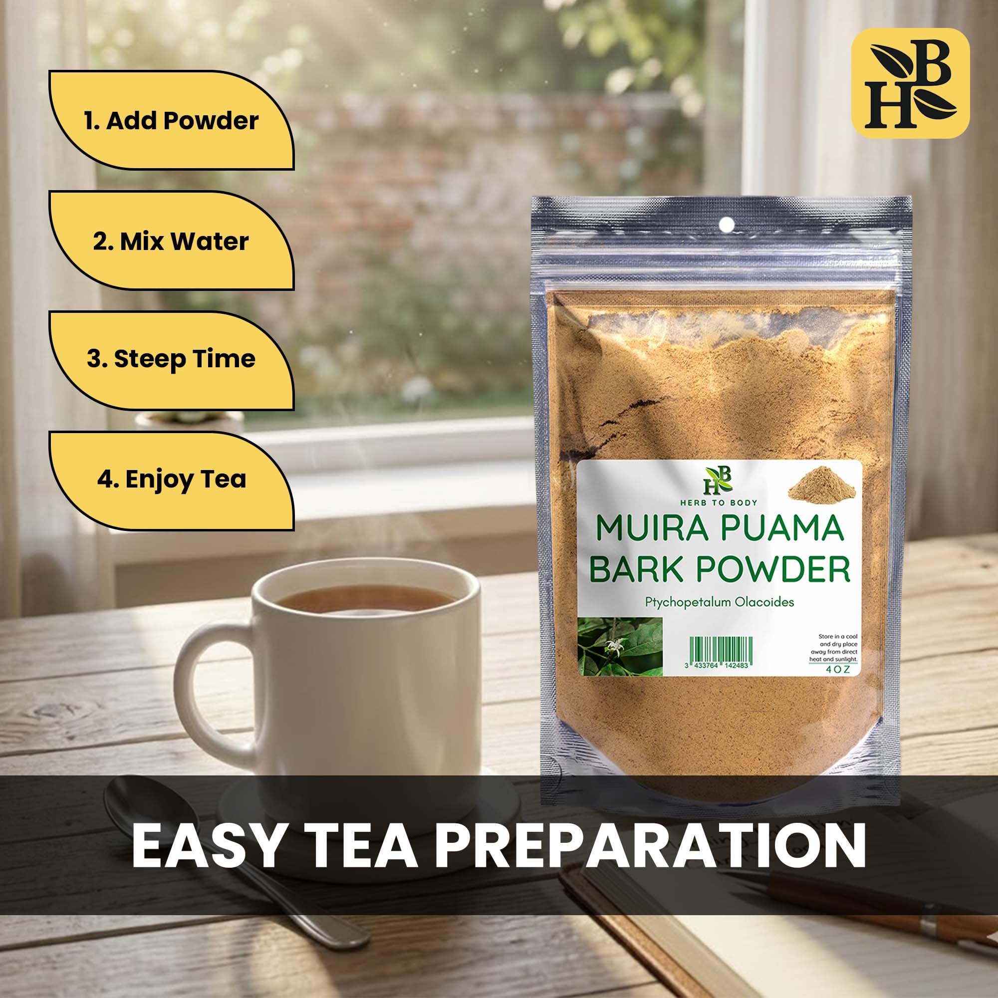 Herb To Body Muira Puama Powder - 4oz, Wildcrafted Ptychopetalum Olacoides for Muira Puama Tea, Herbal Tea, Traditional Blends, and Wellness Routines — Amazon image 5