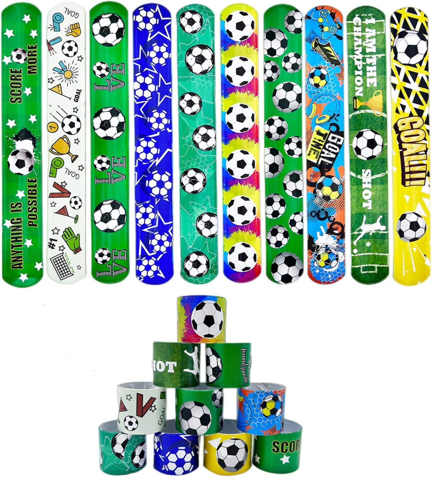 Football Slap Bracelets Wristband Slap Bands for Kids Football Party Bag Fillers,20P Soccer Football Snap Bracelet Band Bulk for Kids Boys Birthday Football Party Supplies Favors Classroom Prizes Gift