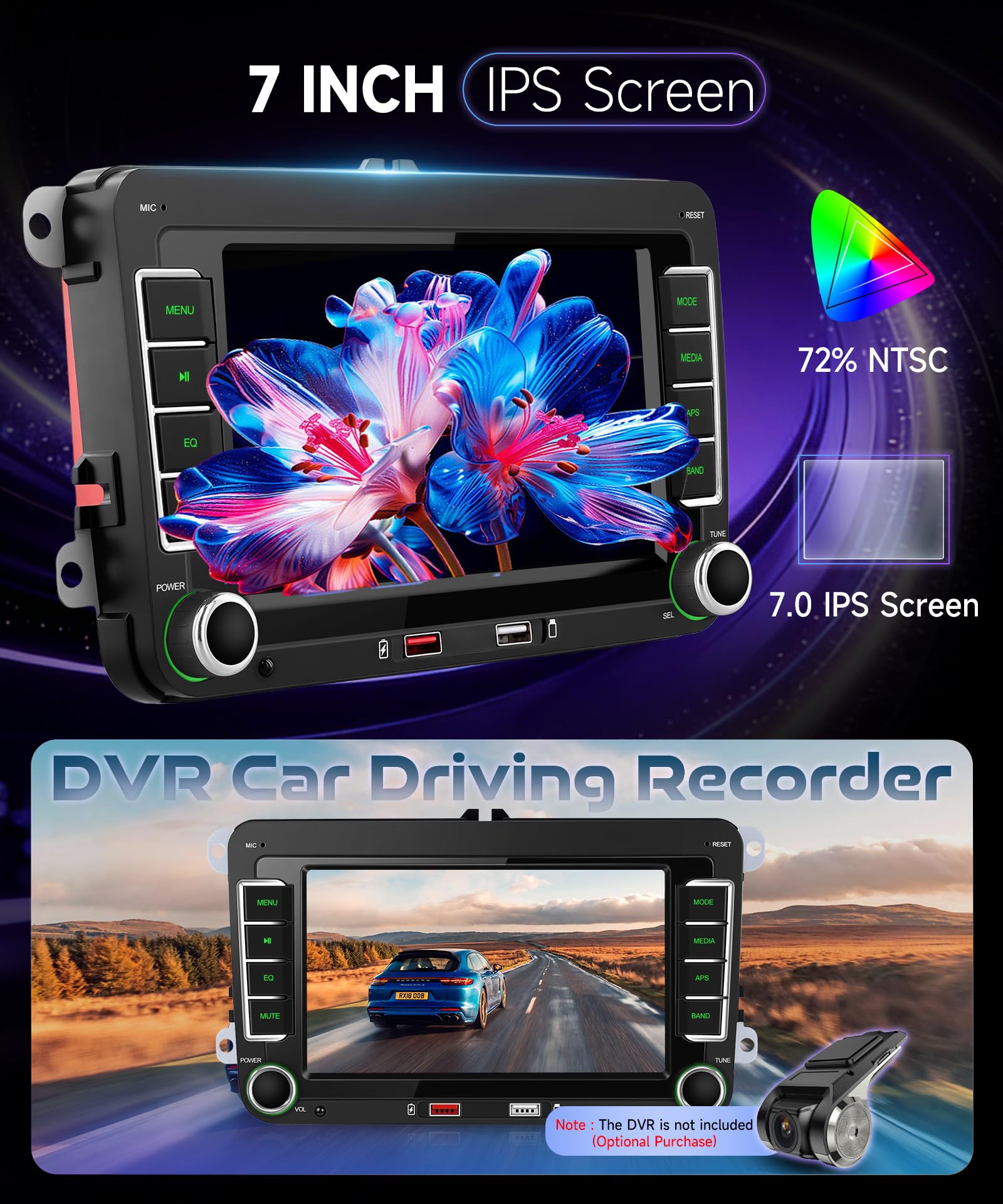 Hodozzy Radio Coche para VW Passat Golf Seat Altea Skoda Octavia con CarPlay Inalámbrico Android Auto, 9 Pulgadas Touchsreen con Bluetooth/RDS Radio/SWC/GPS/Dual USB/EQ+Cámara de Visión Trasera