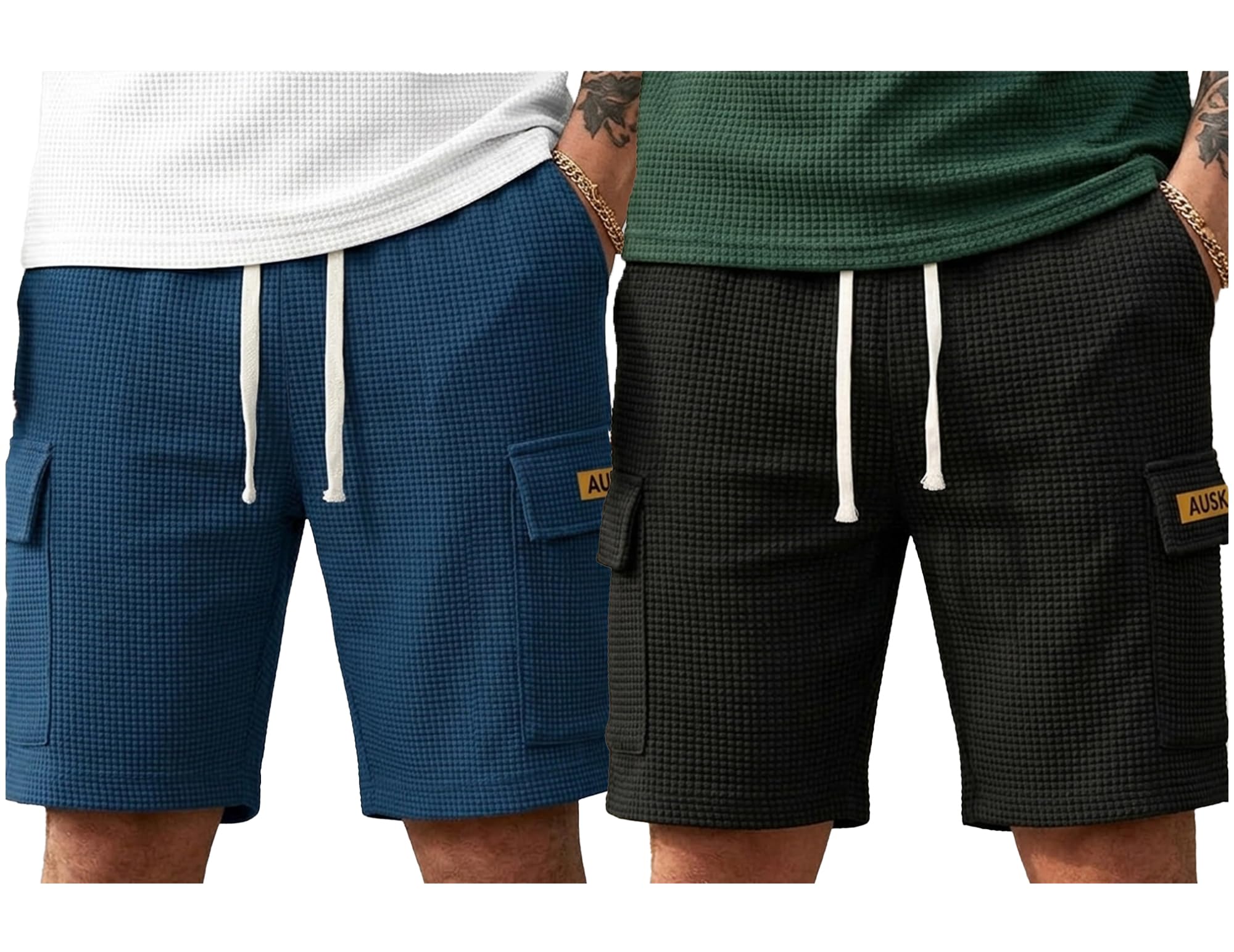 ausk Men's Cargo Shorts || Premium Textured Knit Fabric || Elastic Drawstring Waist || Multi-Pocket Casual Design || Comfortable All-Day Wear Half Pant Shorts for Men-picture-28