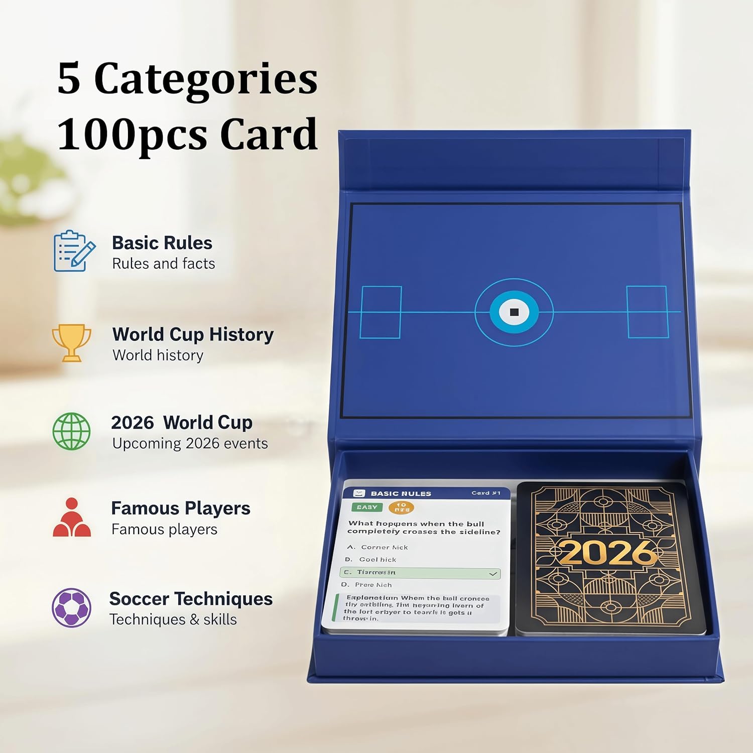 2026 World Cup Soccer Knowledge Trivia Cards Game - 100 Educational Question Cards, 5 Categories, 3 Difficulty Levels, Family and Friend Game Gift for Kids and Adults 4 81dnXl2d95L. AC SL1500