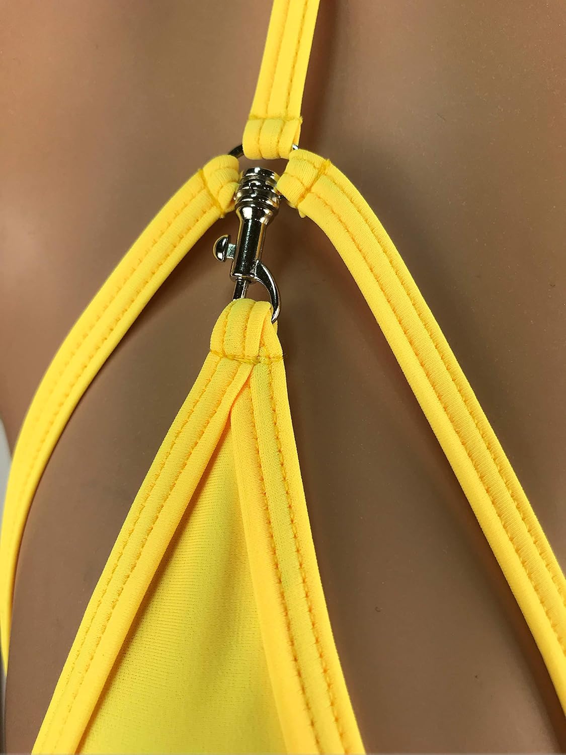 Women's Tie Side Bottom Triangle Top Skimpy Bikini V-String Panty G-String Thong Exotic Dancewear Rave Outfits Mini Cup bikini Swimwear Bathing Suit Canary Sunny Yellow 2 piece Set - Image 6