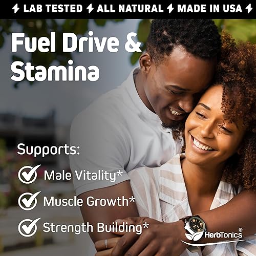 Miniatura 4 de Herbtonics Testosterone Support Supplement for Men - Korean Panax Ginseng & Tribulus Terrestris - Supports Healthy Energy, Strength & Stamina - 60