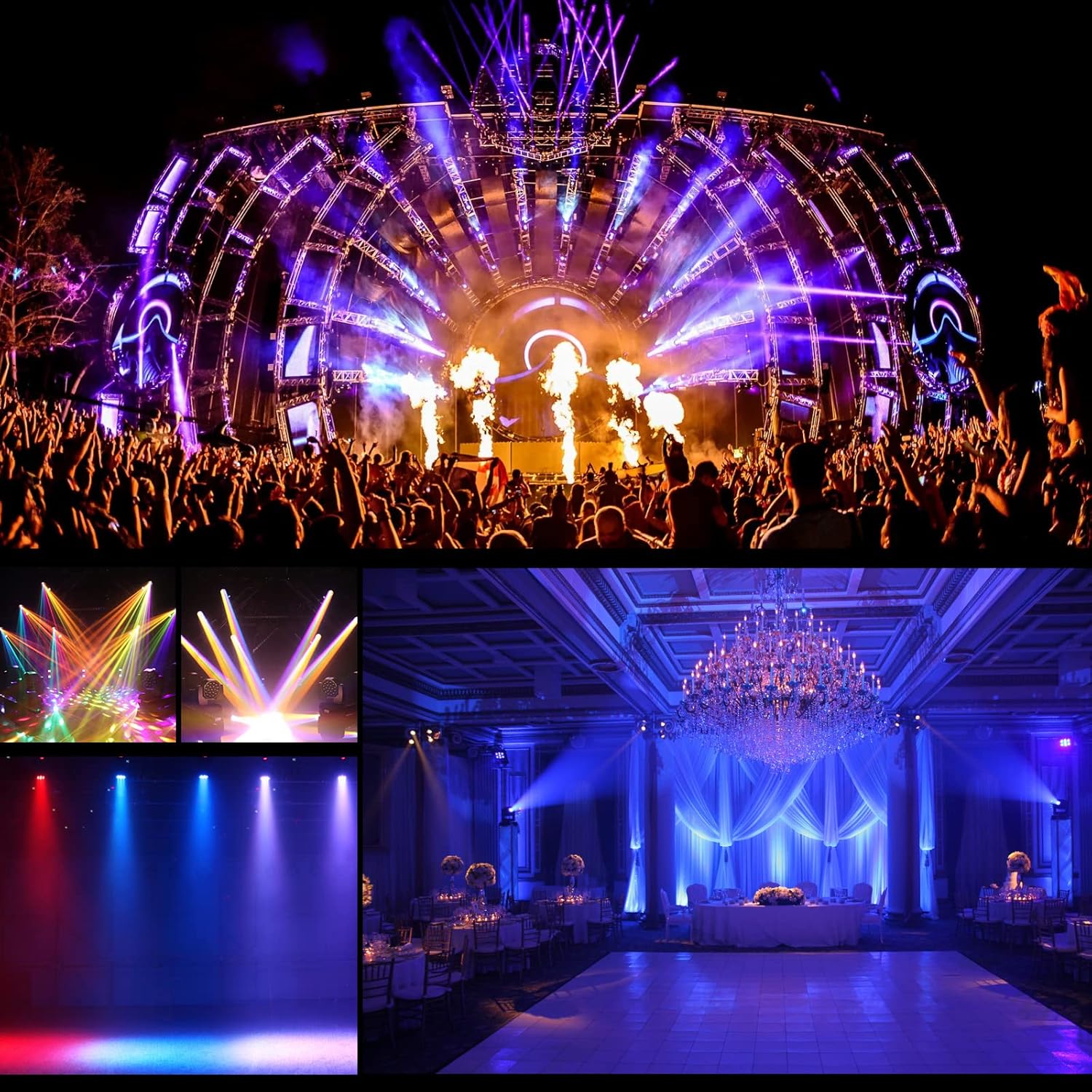 Artudatech Stage Lights, Moving Head Stage Light 70W 7 LED RGBW DMX DJ Disco Stage Party Lighting 7 x10W for Wedding Disco Party Christmas