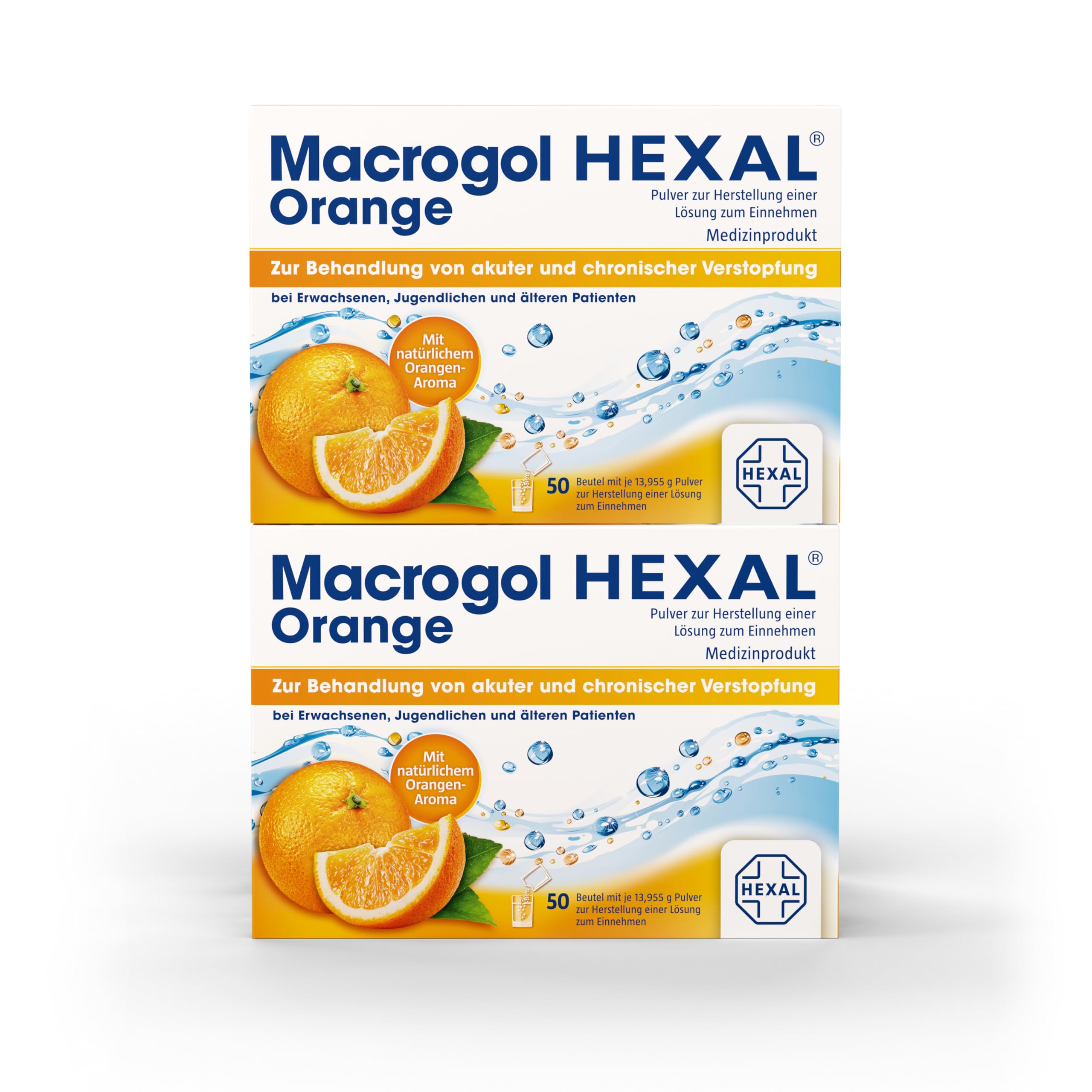 Macrogol HEXAL® Orange | 100 St | Wirksame Hilfe bei chronischer Verstopfung | Wirkt sanft | Angenehmes Orangen-Aroma