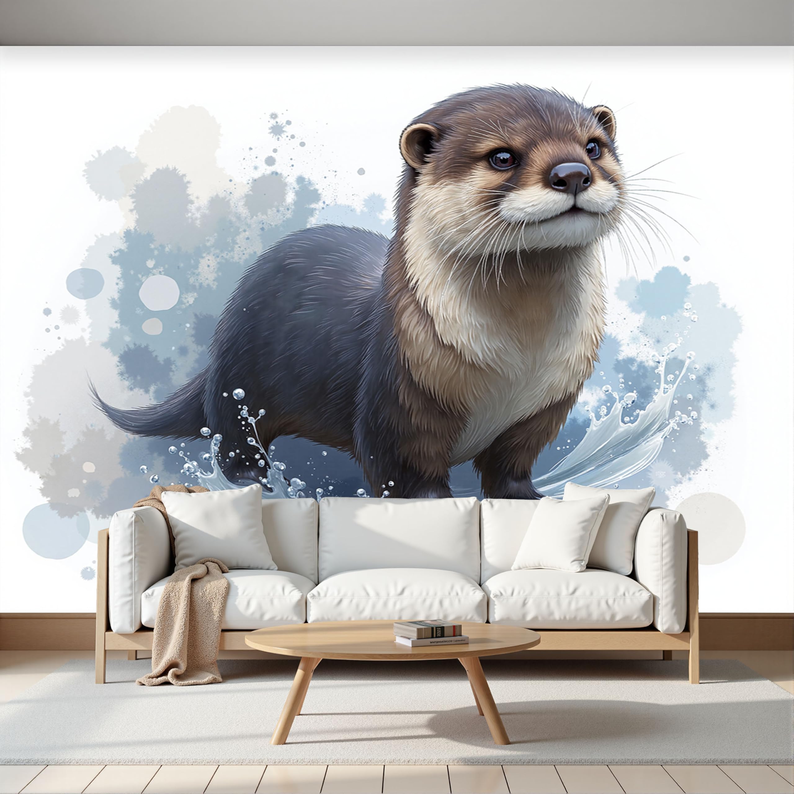 Papier Peint Panoramique Dessin Animé Soie 300x210cm tapisserie murale loutre 3D