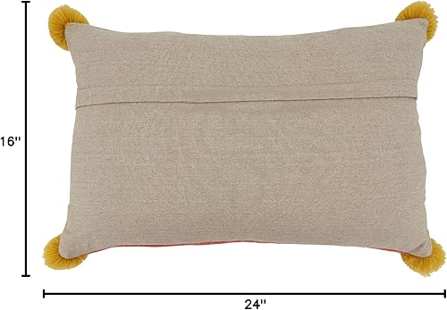 Miniatura 4 de SARO LIFESTYLE Delphine Collection - Almohada lumbar bordada geométrica con relleno de plumón, 16 x 24 pulgadas, multicolor