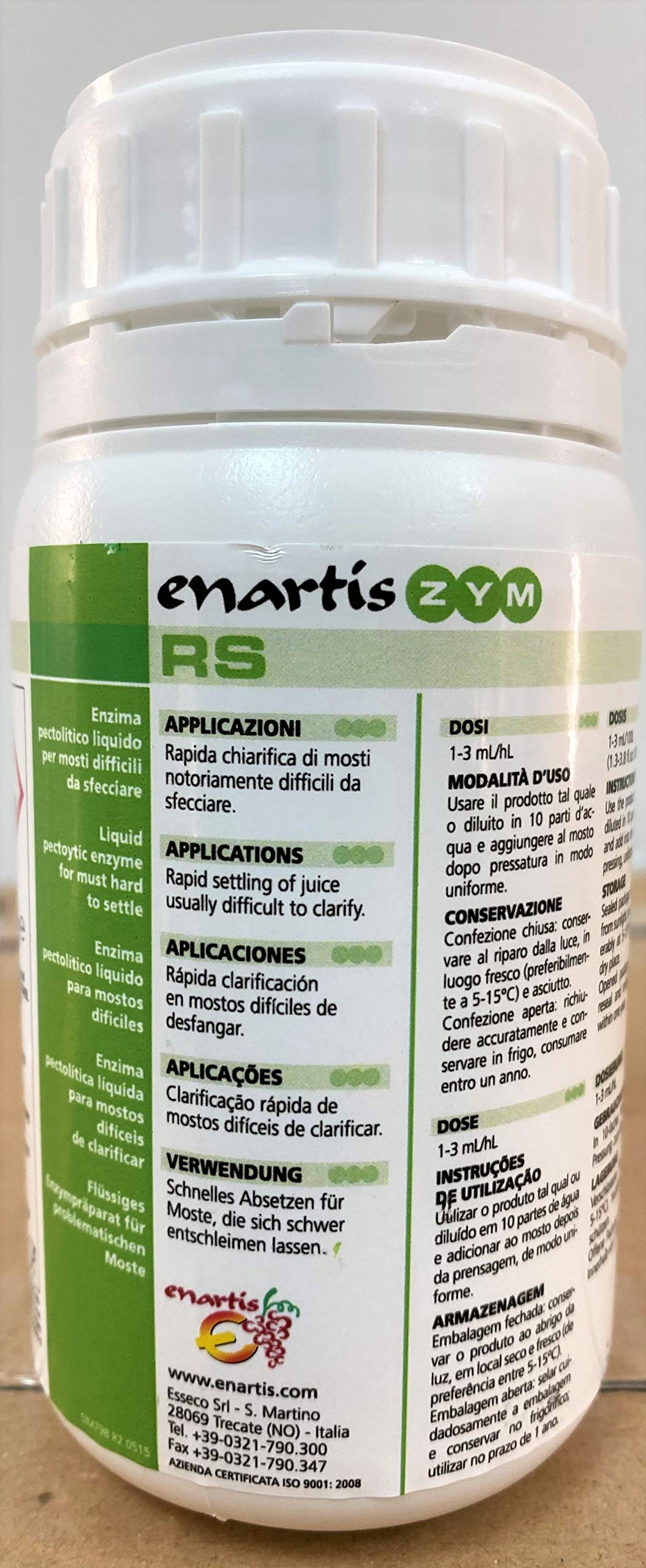 Enzima pectolitica para vino blanco. Extracción, Clarificación y desfangado de mostos 250ml (uva blanca)