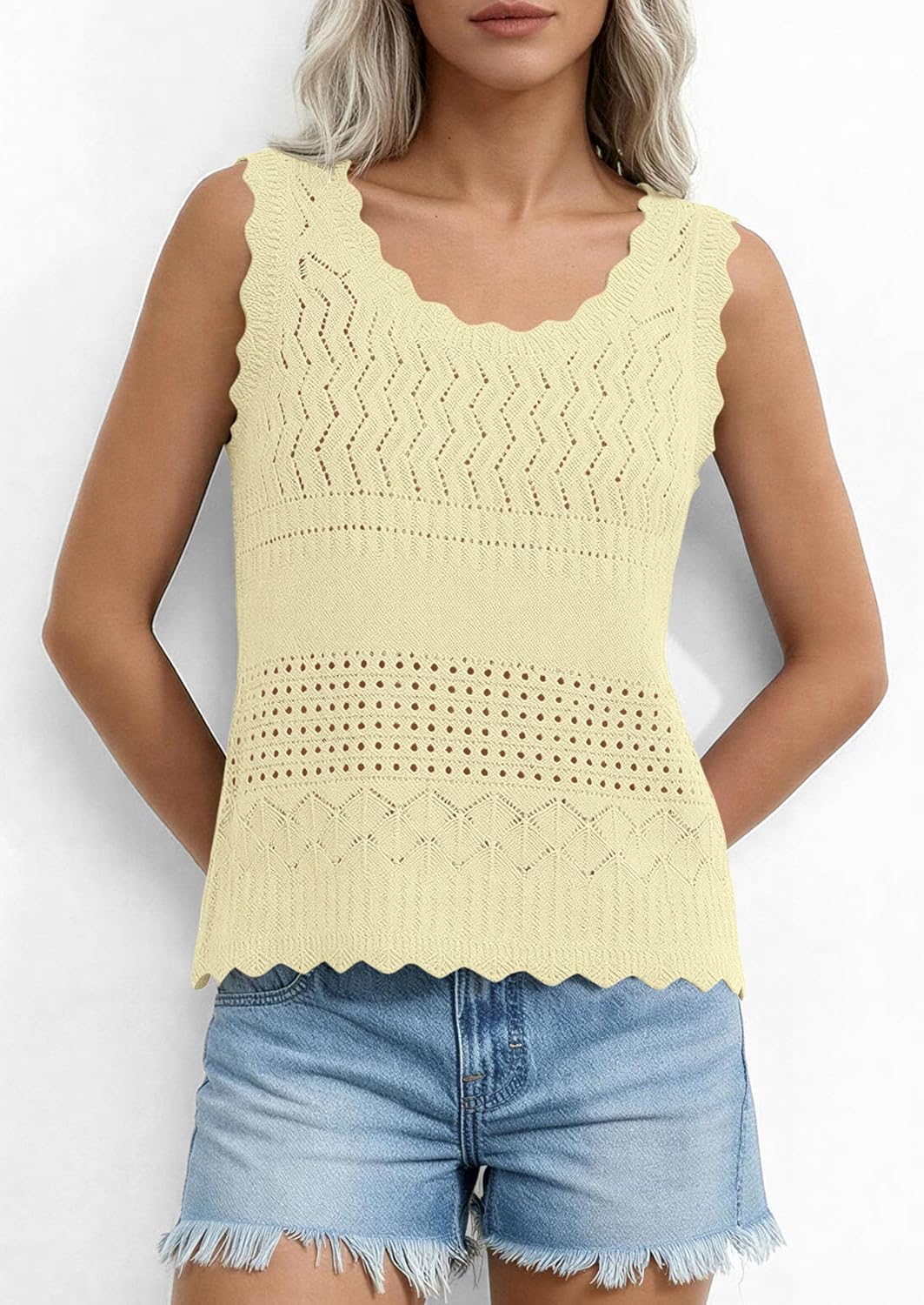 PRETTYGARDEN Womens Crochet Tank Tops 2026 Summer Spring Boho Sleeveless Cute Knit Sweater Vest Trendy Beach Vacation Clothes - Image 8