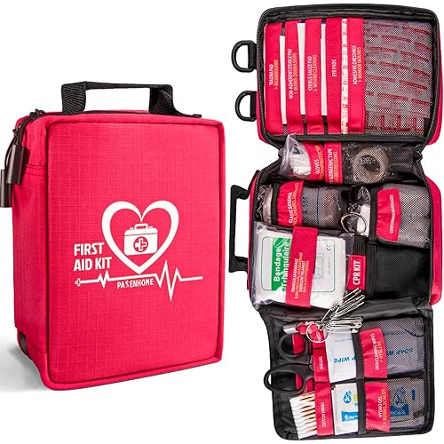 First Aid Kit, Trauma First Aid Kits with Labelled Compartments Molle System, Professional Emergency Kits for Home, Office, Car, Outdoor, Hiking, Travel, Camping